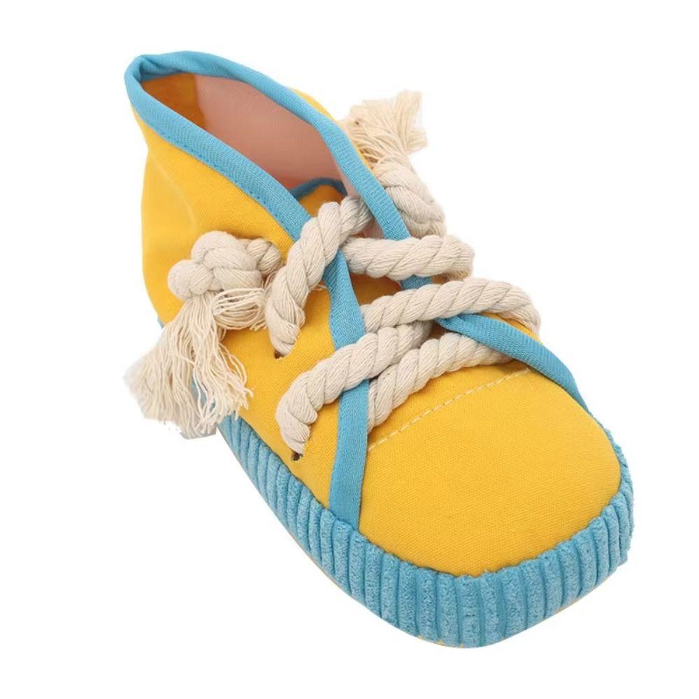 Shoe Shaped Squeaky Dog Toy Clean Teeth Pet Cotton Rope Slippers Dog Chewing Toy  Reduce Anxiety