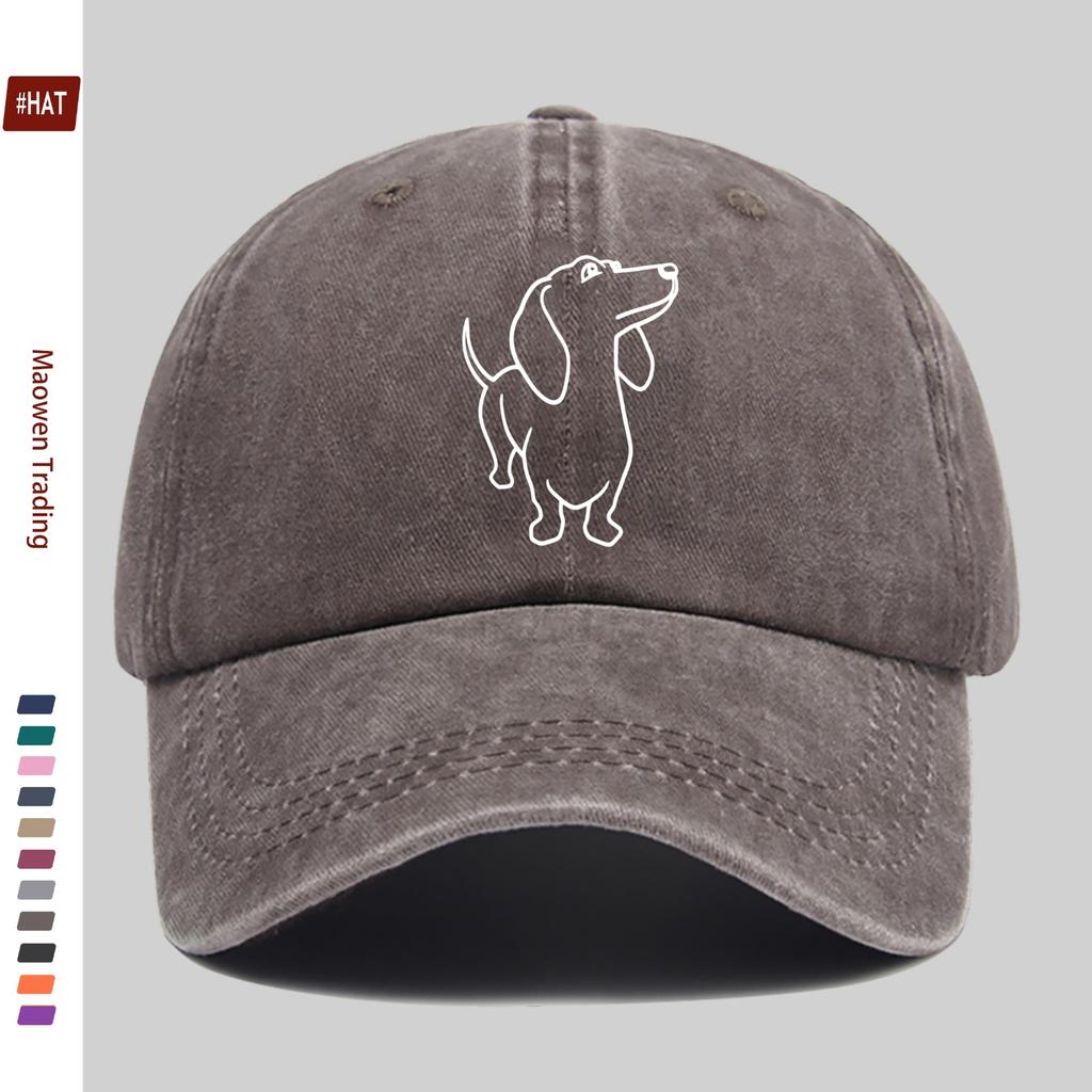 pc Minimalist Line Dachshund Pattern Printed Baseball Cap Suitable for Spring Summer And Autumn Wear Sun Hat Washable Strap A