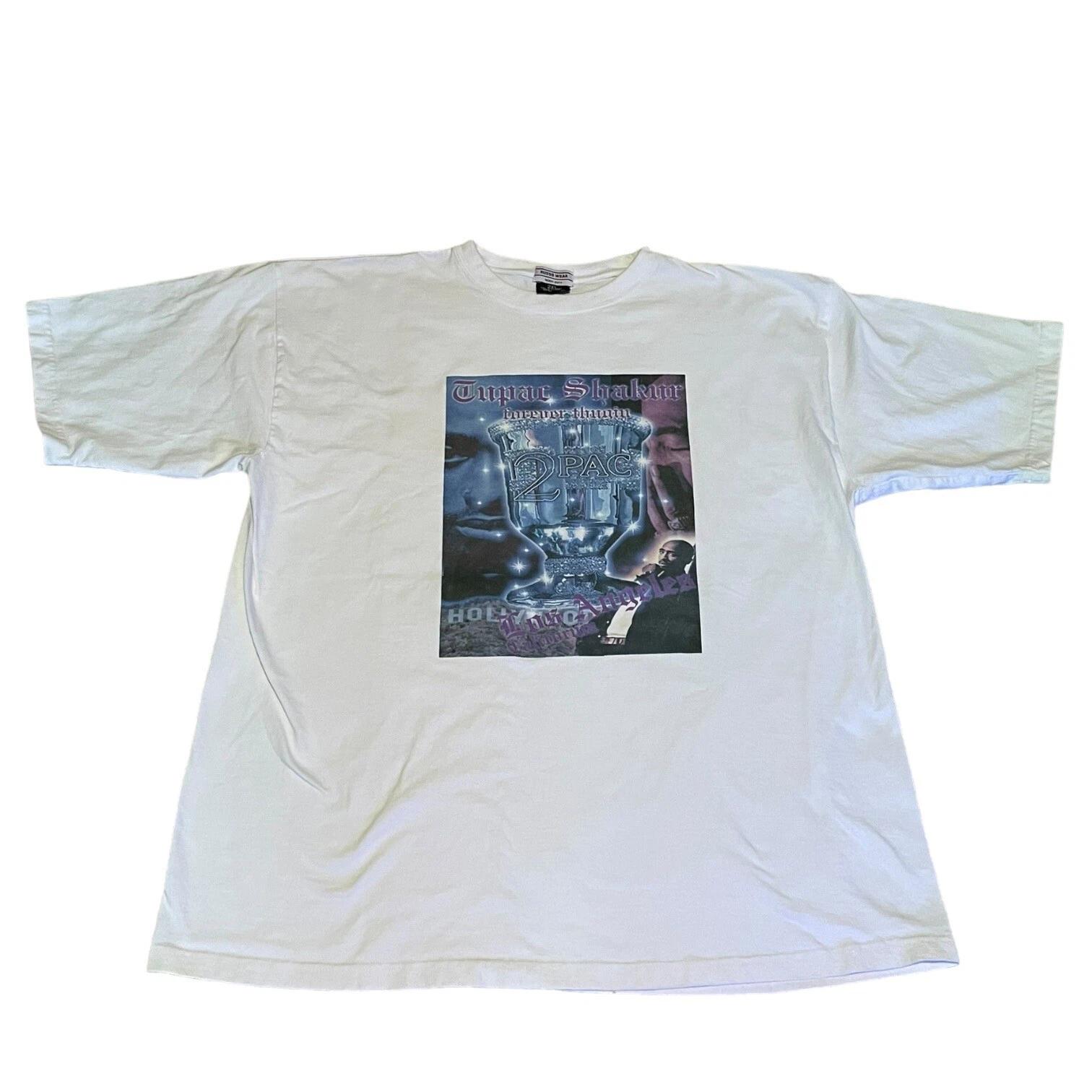 

Vintage Tupac T-Shirt Rap Tee Forever Thuggin Big Graphic 2XL White Faded 2XL