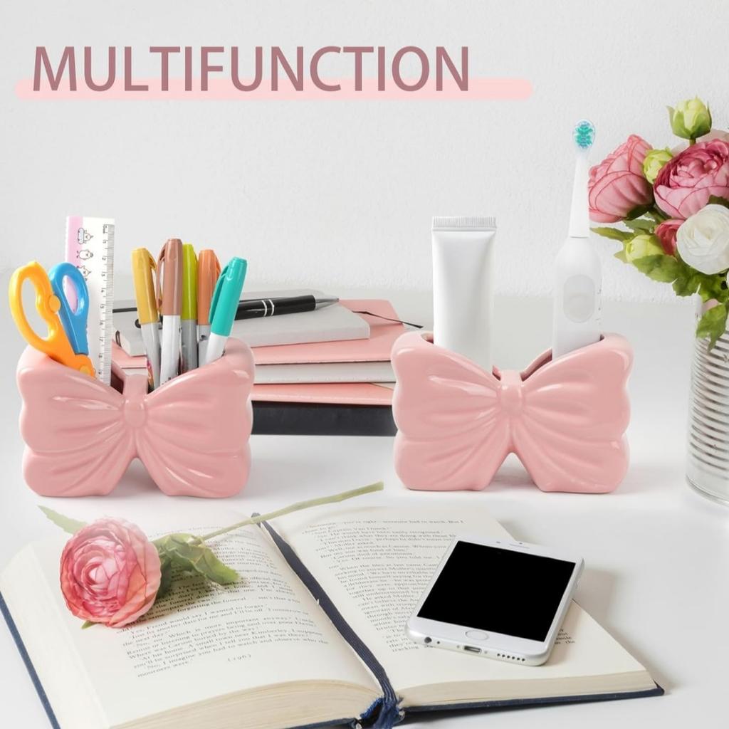 Cute Bow Toothbrush Holder, Bow Personalized Decoration, Bow Shaped Toothbrush Holders, Bathroom Countertop Accessories