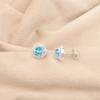 Swiss Blue Topaz Gemstone 925 Sterling Silver Zircon Studs Boho Earrings For Her CZE-8-1