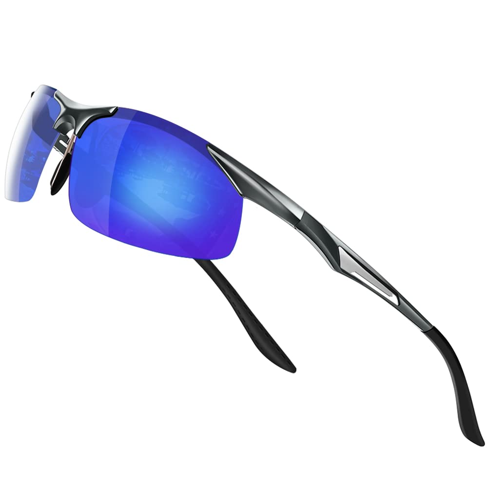 

Glazata Polarized Sports UV400 for and Driving Sunglasses, Protection, Driving, Baseball, Cycling, Motorcycles, Running, Golf, (Blue Lenses)