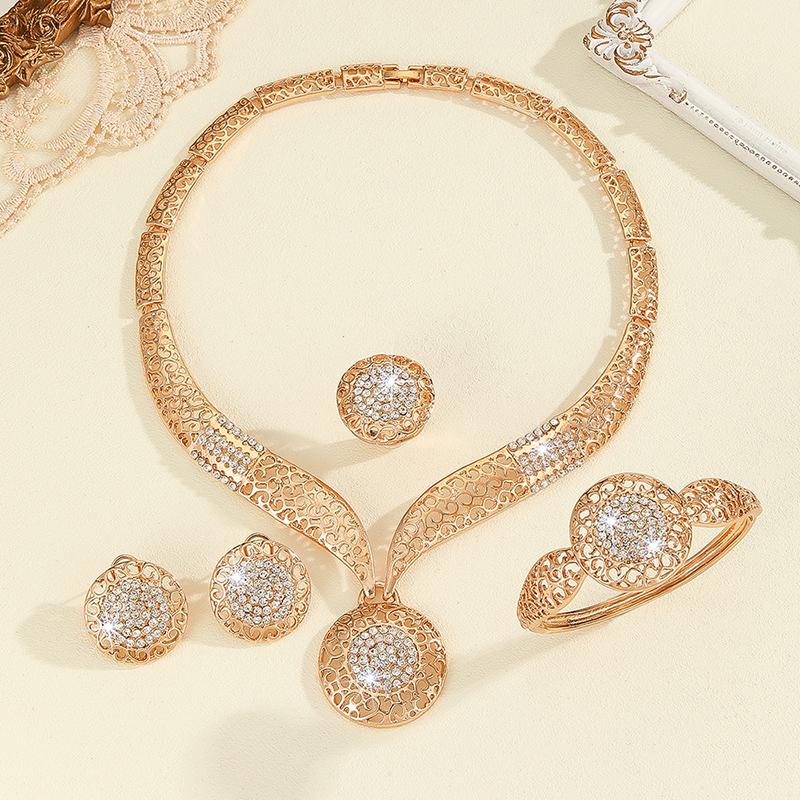 Hollow Chain Necklace Earrings Ringsbracelets, Jewelry Set Ladies' Bridal Banquet Jewelry Set