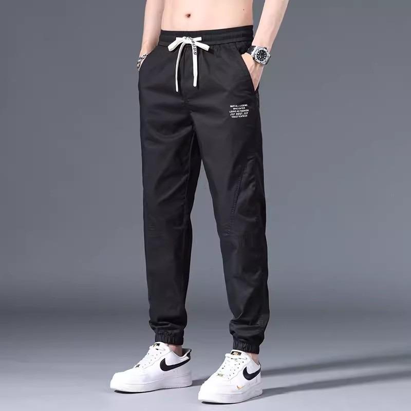 

Casual pants men s loose feet tied spring new college students versatile trend M чёрный