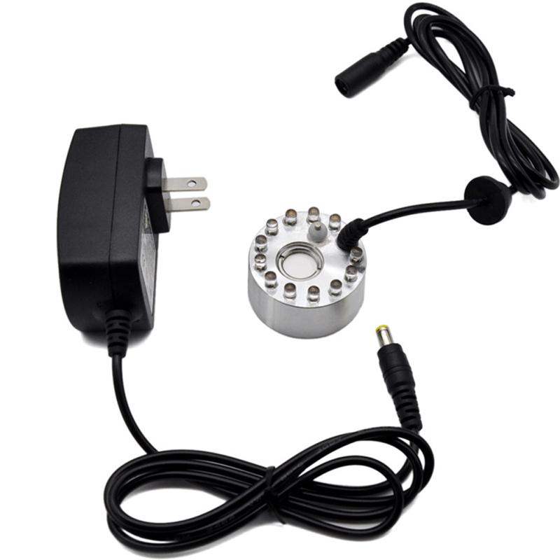 12LEDs Ultrasonic Mist Maker Fogger Water Fountain Pond Atomizer Air Humidifier