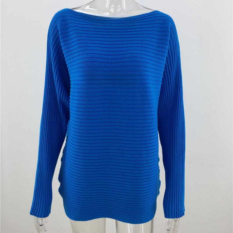 

IHUASU Женский осенне-зимний модный свободный свитер большого размера однотонного трикотажа для поездок на работу XL синий