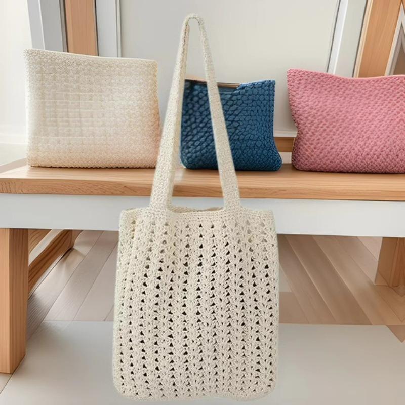 New Straw Bag Versatile Women's Bag Simple Hand-woven Bag Hollow Shoulder Tote Bag Travel Beach Bag Women