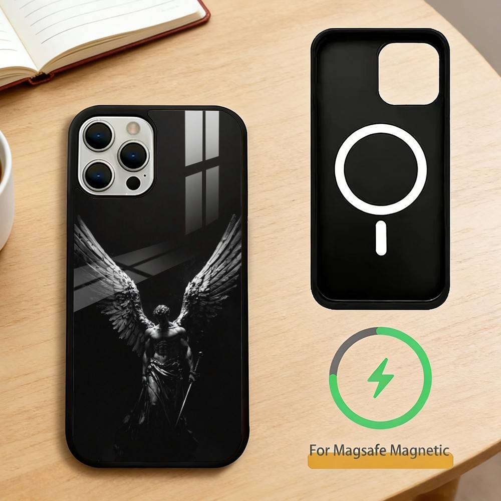Angel Sculpture Phone Case For iPhone 14,16,15,13,17,12,Plus,Pro,Max Magnetic For Magsafe Frosted Cover