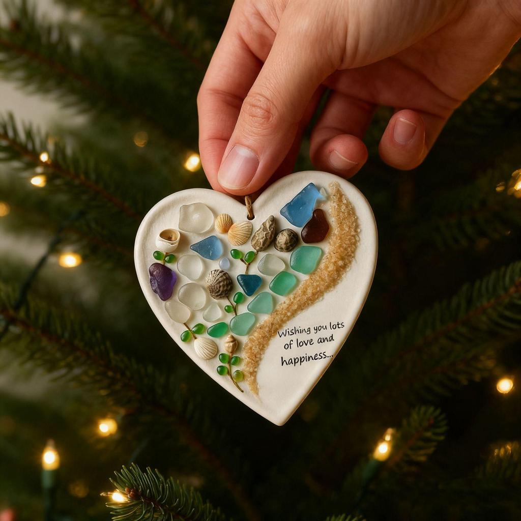 Cross-Border Friendship Sea Glass Heart Ornament