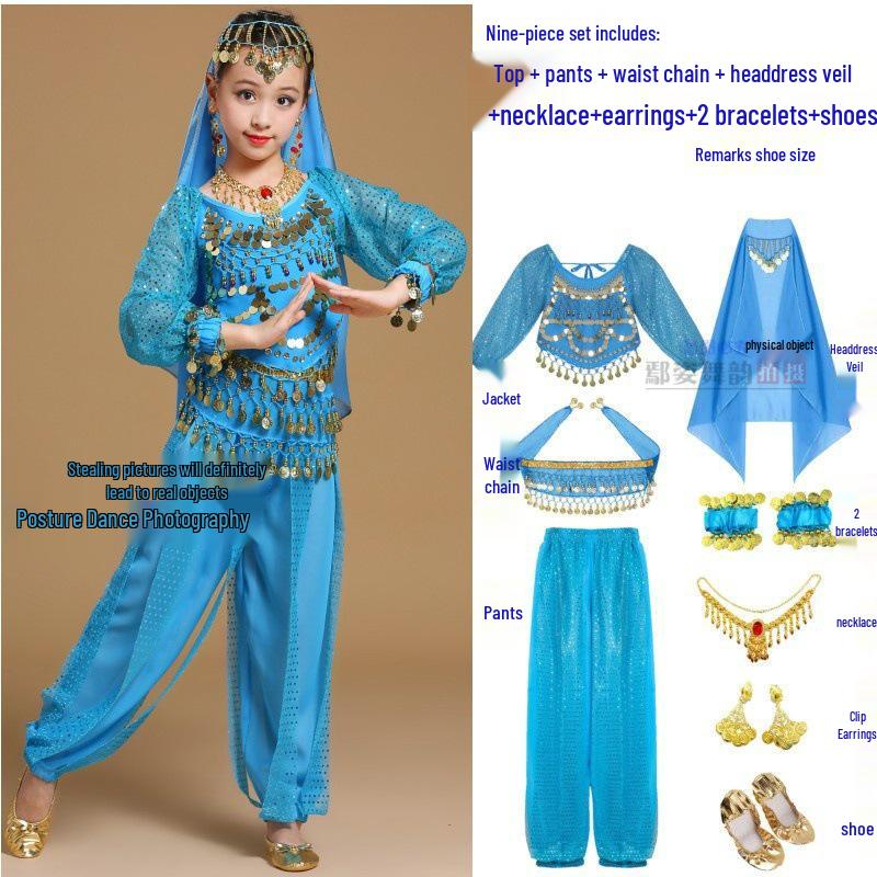 Children's Xinjiang Ethnic Dance Costume for Girls - Toddler Belly Dance Performance Outfit