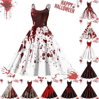 Women's Casual Halloween Printed Suspender Vintage Dress
