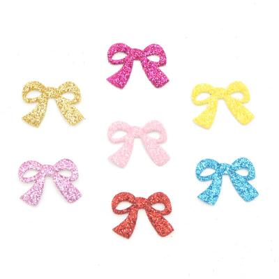 100Pcs 20mm Glitter Leather Fabric Patches Bowknot DIY Crafts Flatback Scrapbooking Ornament Accessories