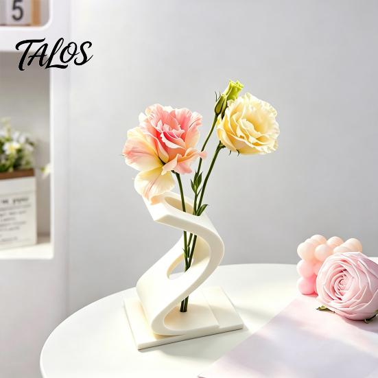 Small Table Sculpture 3D Printed Curved Flower Arrangement Stand, Minimalist Holder Ornament, Detailed Craft Statue Creative Artistic Decoration