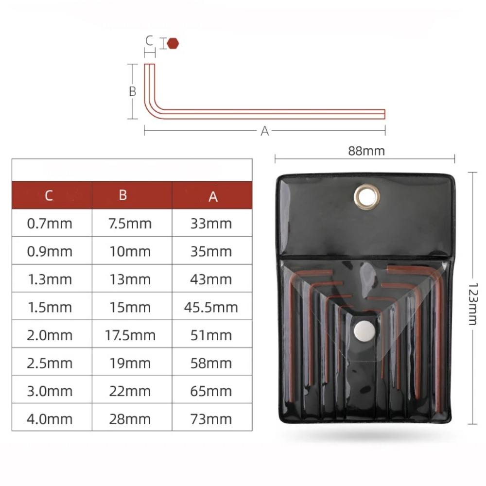 Mini Allen Key Wrench Set Size 0.7 To 4mm With Bag Portable Precison Hex Key Screwdriver Metric L Shape Short Arm Tool Kit
