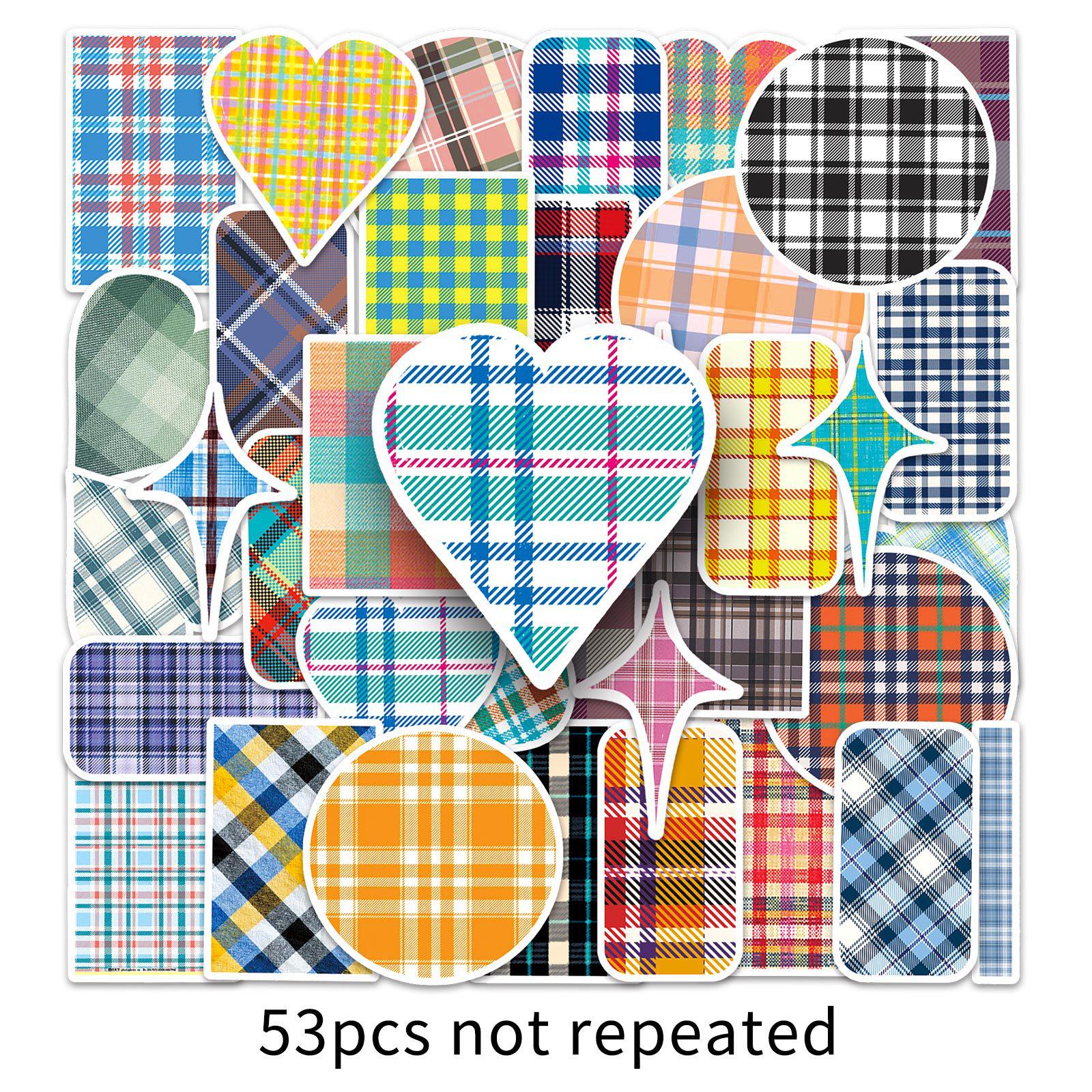 53 Original Plaid Journal Stickers: Creative Collage, Waterproof for Phone Cases & Notebooks