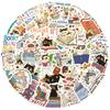 60 Hand-drawn Cartoon Cats and Books Doodle Stickers Decorate Guitar Notebook Suitcase DIY