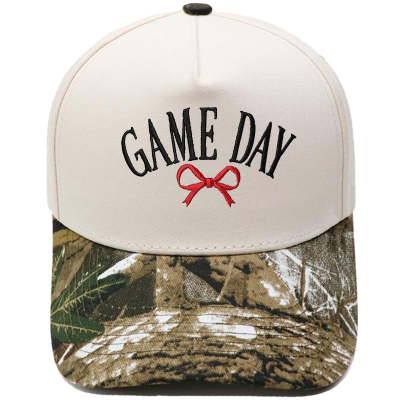 GAME DAY Bow Embroidery Color Matching Truck Hat Race Day Ladies Support Shade Dad Hat