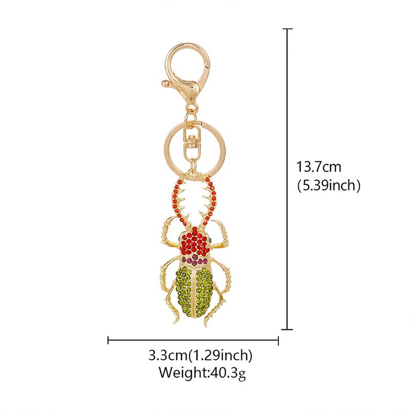 Chinese Style Lion Dance Rhinestone Metal Keychain Small Pendant Creative Backpack Keychain