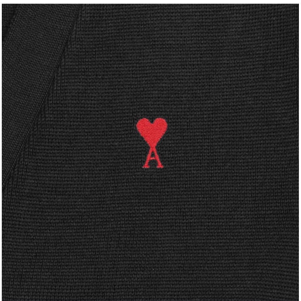 Ami Women S Small Heart Logo V Neck Cardigan Fkc374 001 009