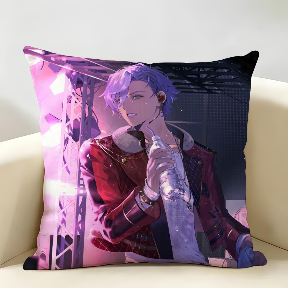 EEnsemble Stars Anime Cushion Cover Natural Linen Organic Fabric DoubleSided Printing Room Sofa Decor Pillow Case