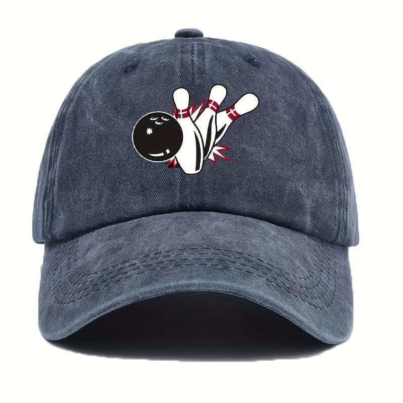 Black Retro Bowling Dad Hat Lightweight Soft and Comfortable Adjustable Outdoor Casual Sports Cap with Beautiful Design