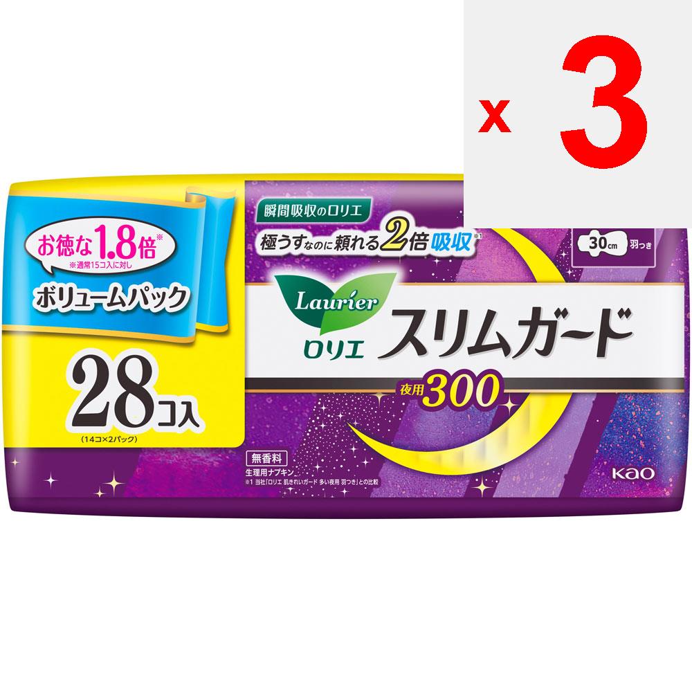 KAO Laurier SlimGuard Volume Pack pro těžké noci 300 28 balení (Kvazi-droga) Laurier Slim Guard Ubrousek Slim Vyměňte jej podle potřeby během menstruace
