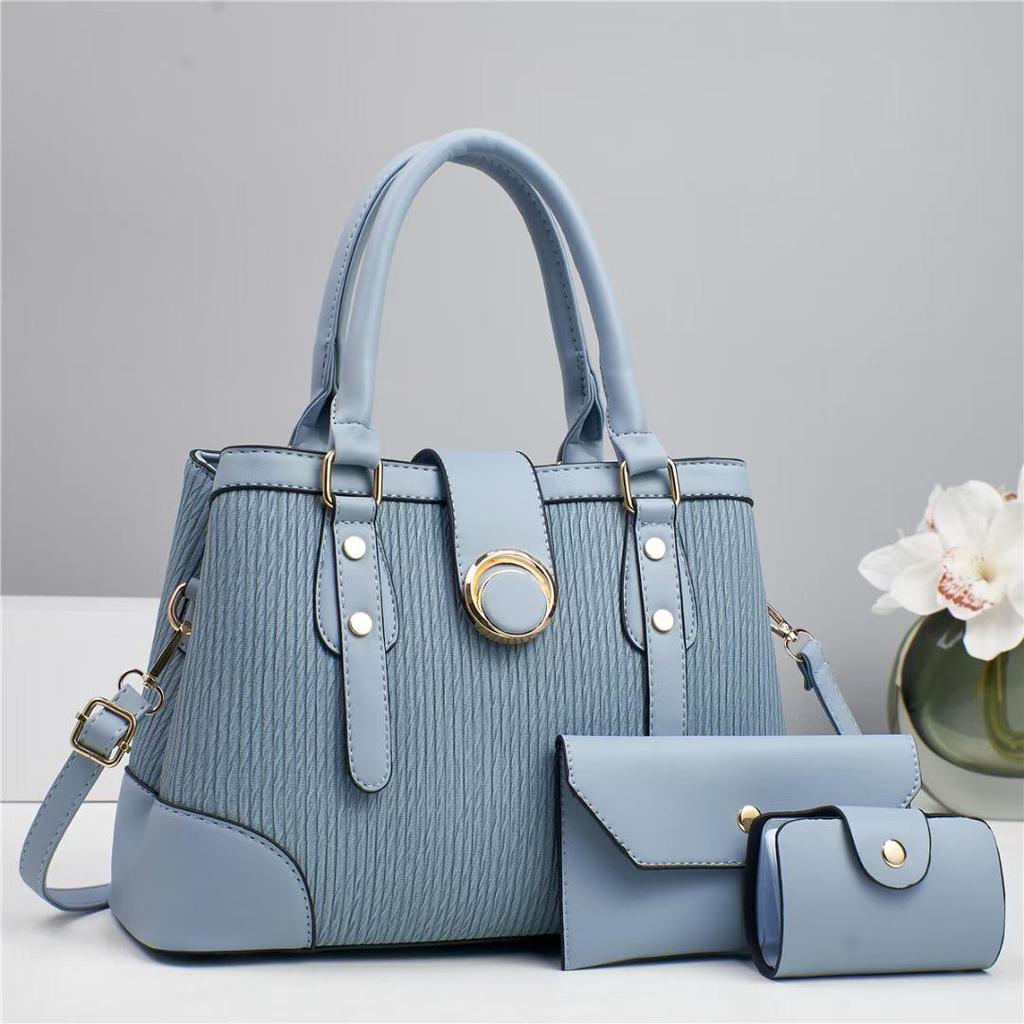 Retro Three-Piece Handbag Set: Large Capacity, Fashionable, Versatile Women's Shoulder & Crossbody Bag