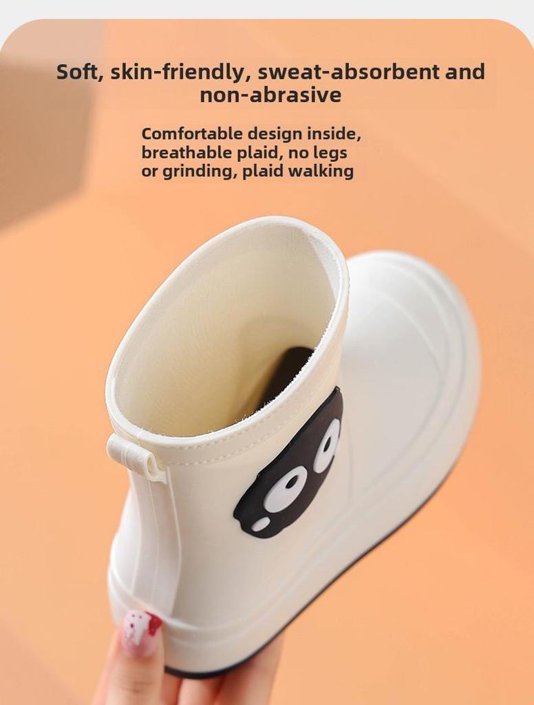 Protiskluzové kreslené holínky s uhelnou koulí: Roztomilé, voděodolné venkovní boty pro děti, ženy a muže.