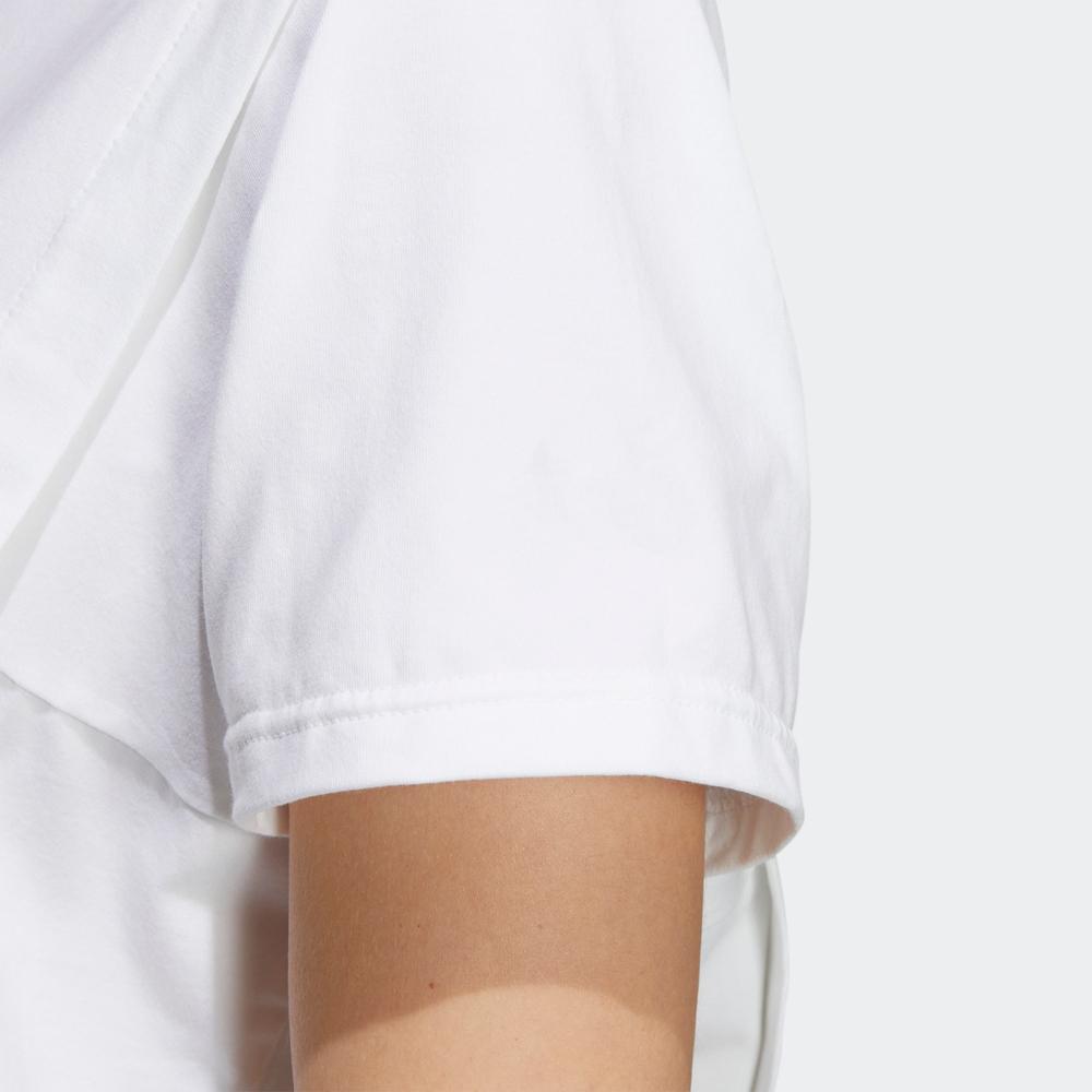 adidas Solid Color Logo Print Crew Neck T-Shirt Women Tops White HF2475