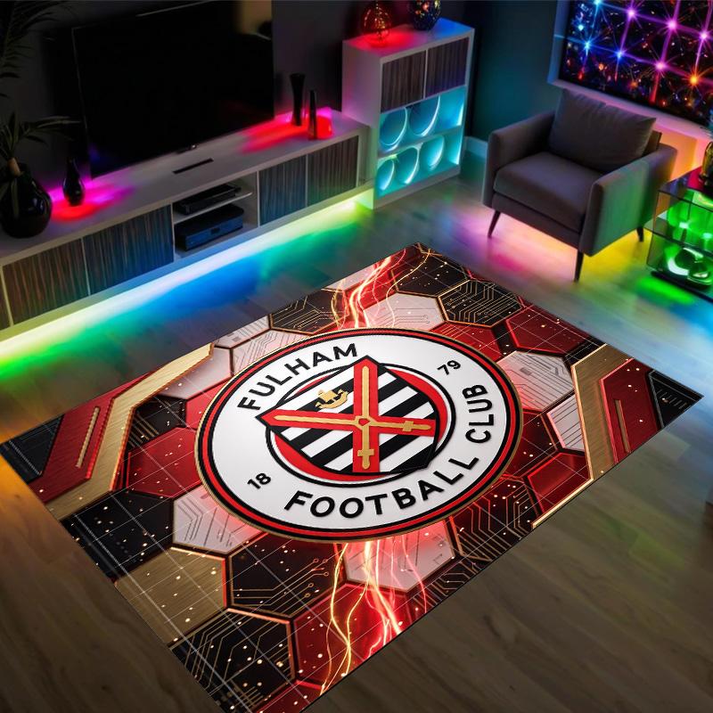 Fulham Football Design Crystal Velvet Carpet Cozy Non?Slip Printed Rug For Bedroom Living Room Entrance