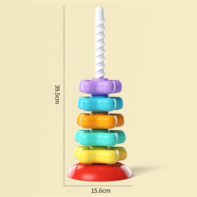 Rainbow Nesting Stacking Toy - Musical Turret Rings for Babies 1-3 Years, Montessori Early Learning Puzzle & Sensory Infant Toy