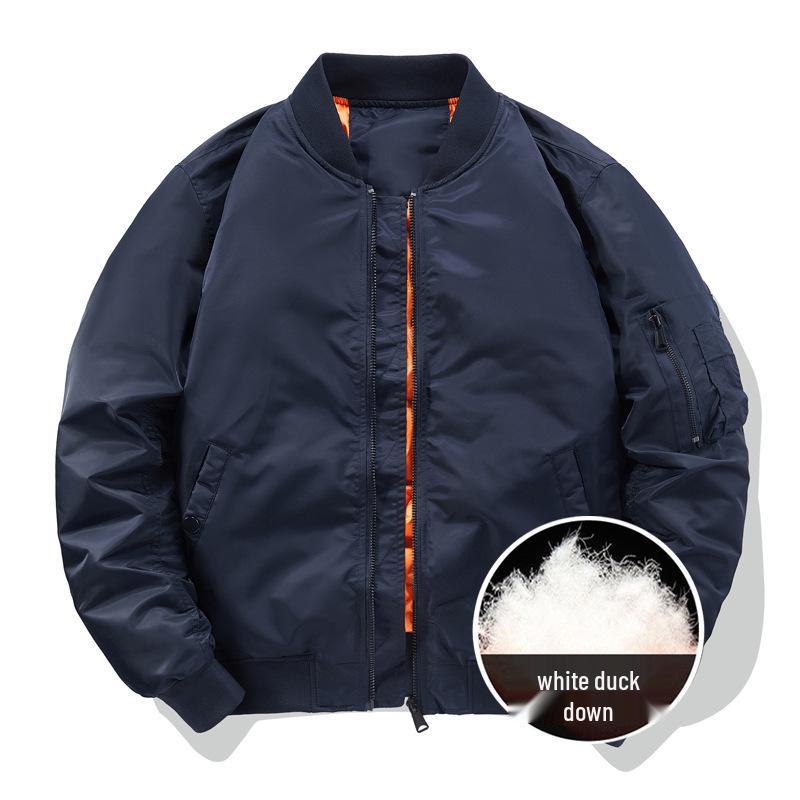 Men's Winter MA1 Bomber Jacket: Short, Thickened, Plus Size, Trendy Baseball Uniform Style.