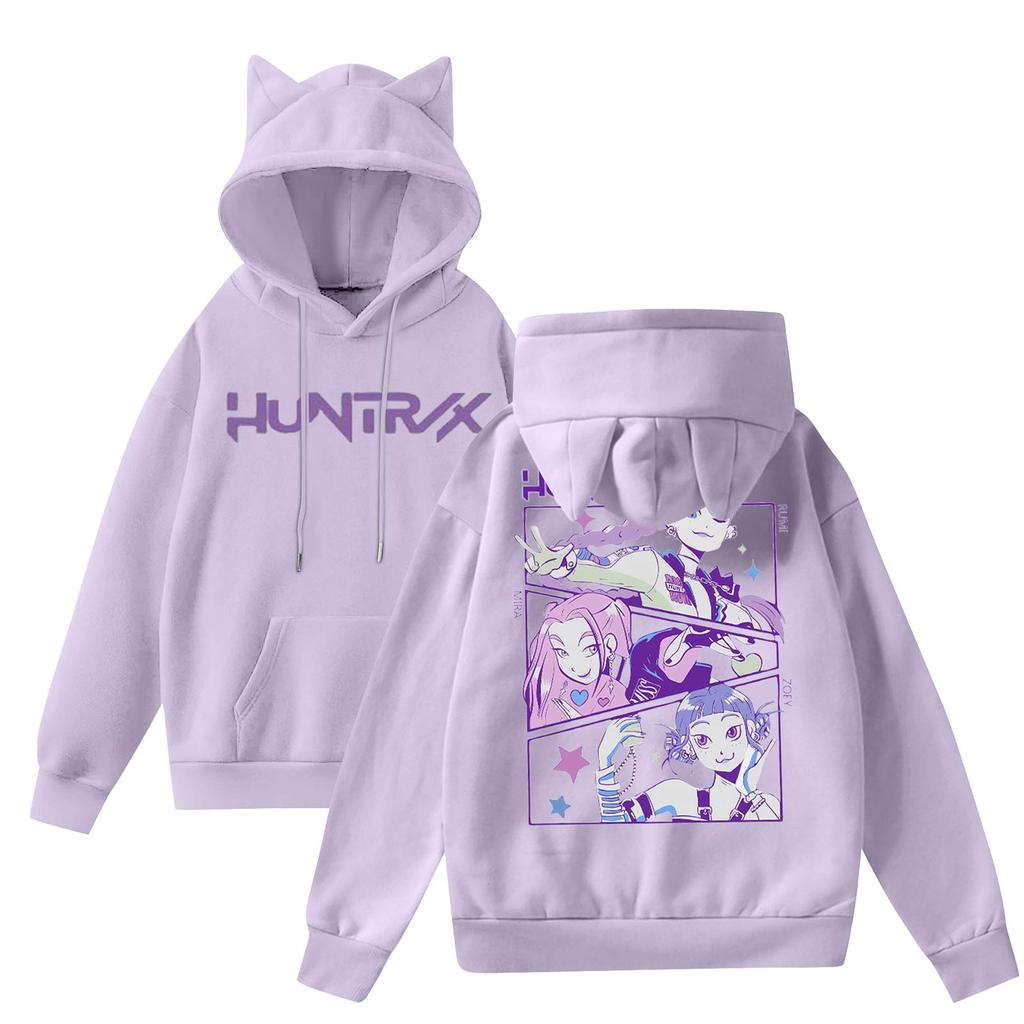 Ladies Fashion Casual Long Sleeve Printed Round Neck Hoodie Pullover Top With  Pockets