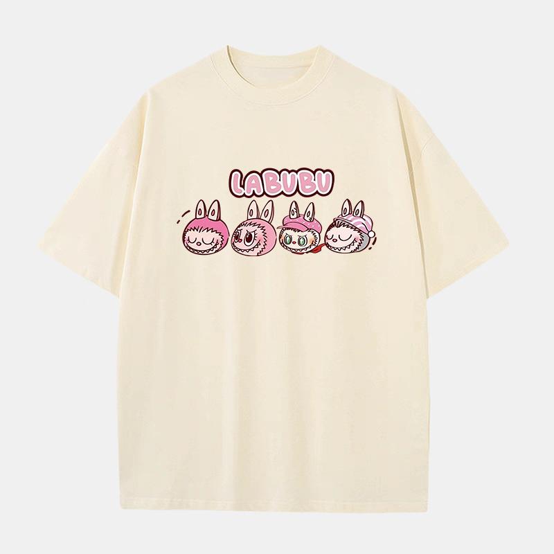 Summer Womens T Shirt Labubu Printed Oversized Short Sleeve Oversized Tops Woman Daily Versatile Clothing