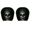 2Pcs Black Car Seat Cover Scary Face Printing Car Headrest Protector Car Headrest Cover  Halloween
