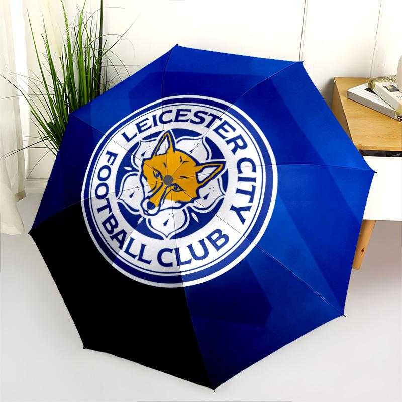 Leicester City Football Club Pattern, Automatic Folding Umbrella, Portable and Foldable Design, 8 Ribs, a Christmas or Birthday Gift.