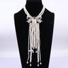 Light Luxury High-End Full Diamond Bow Pearl Tassel Necklace Banquet Runway Dress Accessories For Women Gift