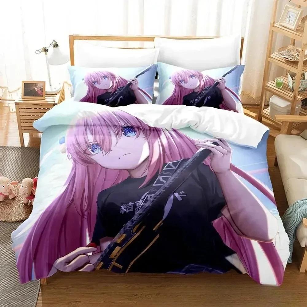 3D Anime New Gotou Hitori Printed Bed Set Duvet Cover Pillowcase Bedding Set Bed Linen Sheet Quilt Cover Full Queen King Size