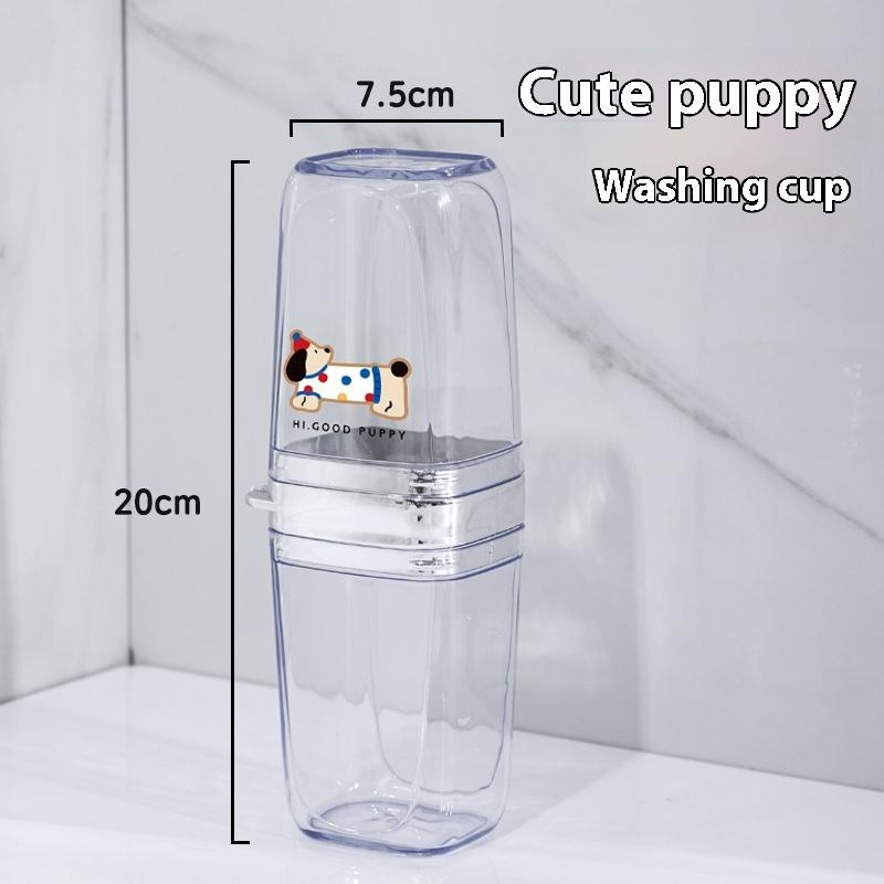 1 Set Portable Travel Cartoon Puppy Toothbrush Cup Household Travel Camping Soap Storage Box Toothbrush Toothpaste Mouthwash Cup