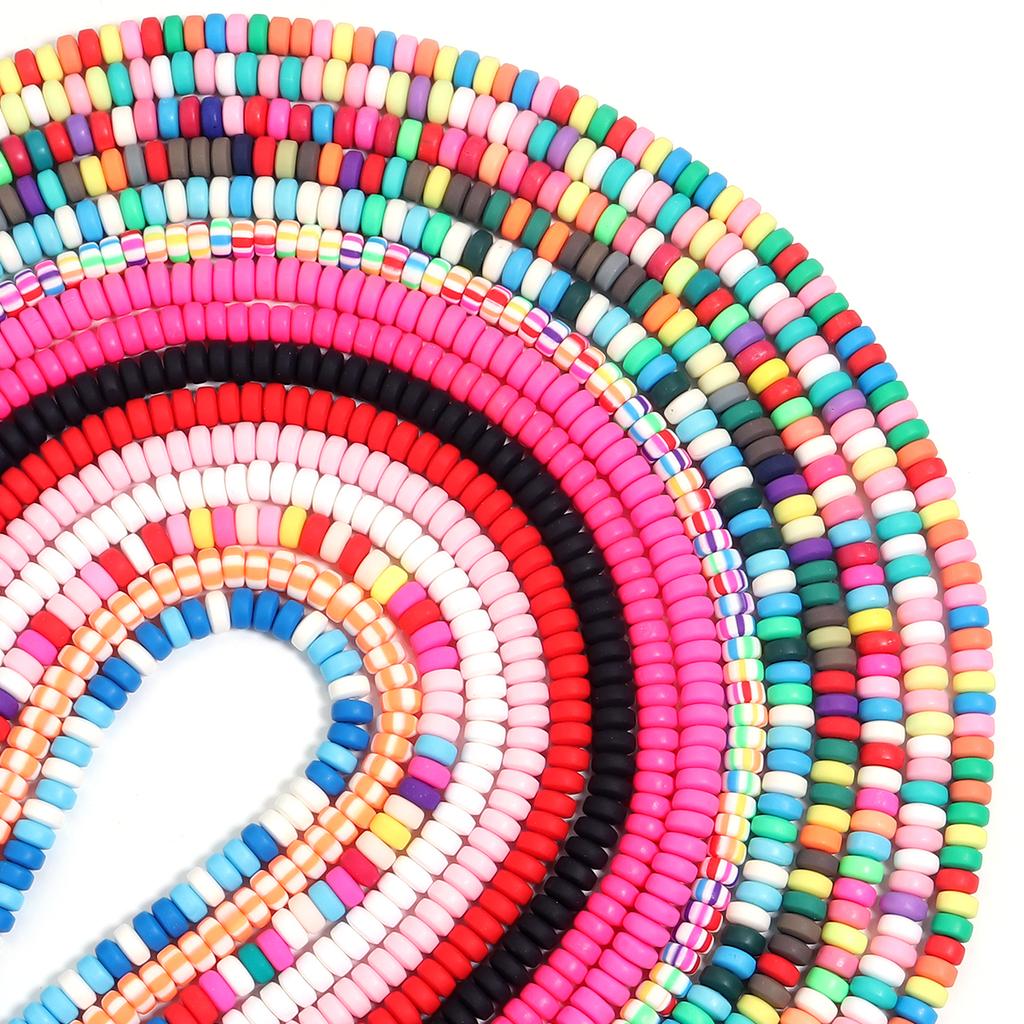 1String Polymer Clay Beads Colorful Loose Spacer Flat Round Beads For DIY Bracelet Necklace Charm Jewelry Accessories Wholesale