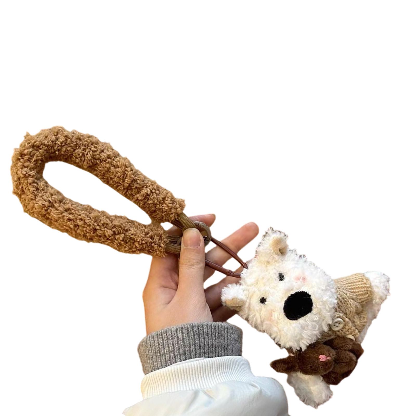 

Очаровательный брелок для ключей с собакой породы вест-хайленд, плюшевый брелок-подвеска для сумки, украшение для ключей от машины для модных любителей домашних животных хаки