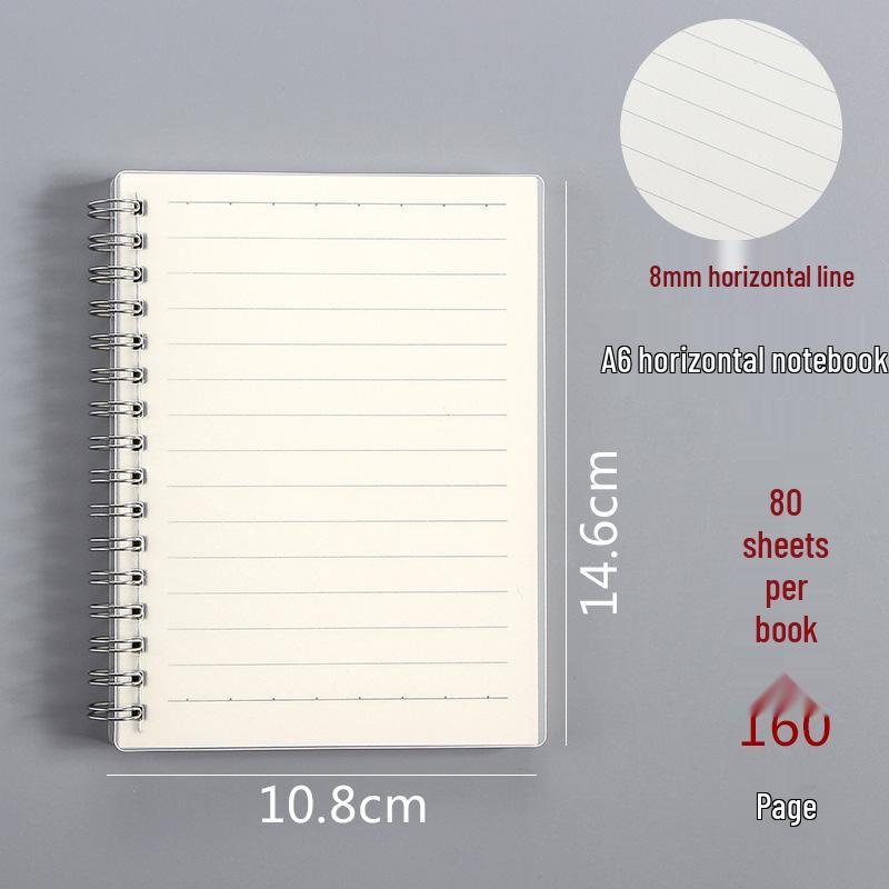 Minimalist PP Coil Notebook Set: A5 Lined, B5 Grid, Elastic Band, Thick Pages, Blank for Students