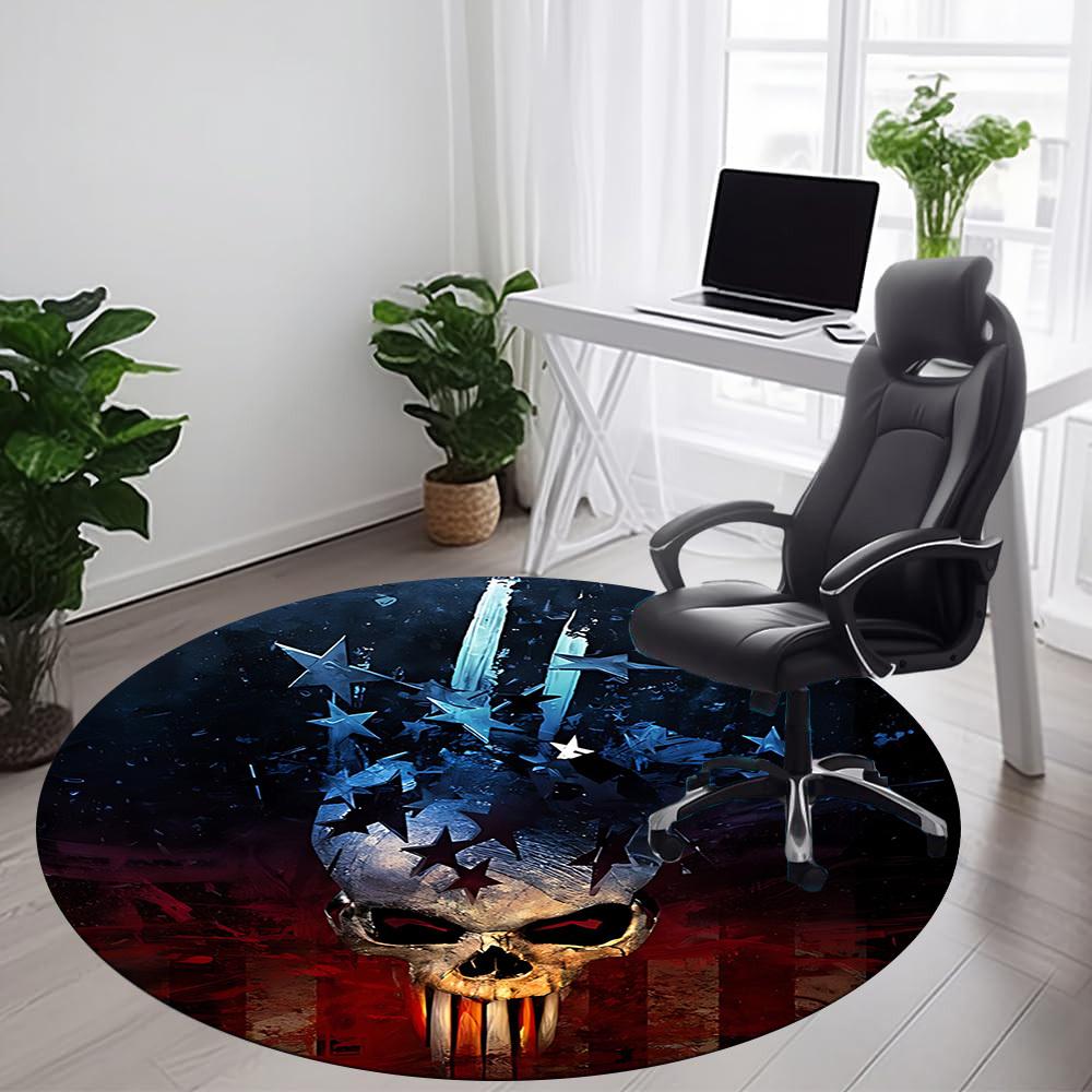 1 Stück Punisher Schädel Büro Runder Teppich, Matte Geeignet für Büro, Unter Bürostühlen Schlafzimmer Wohnzimmer Heimdekoration, Raum Deko