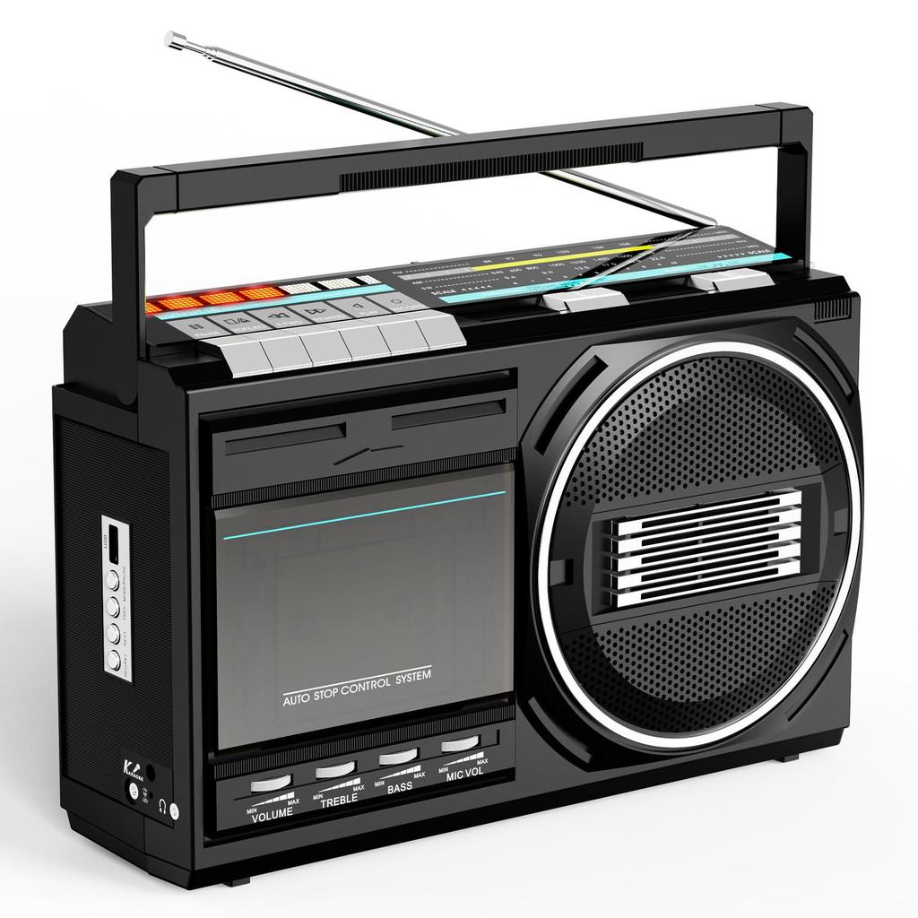 Lecteur/Enregistreur de Cassettes Compact Rétro avec Fonctionnalité Multi-Bandes