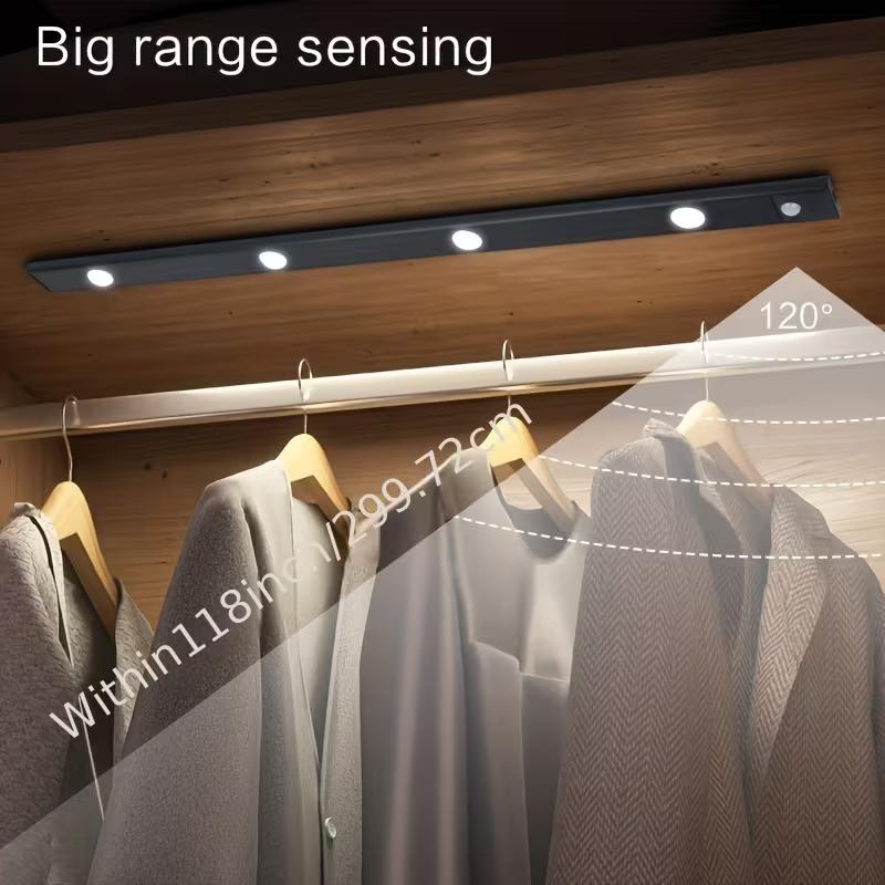 LED Human Body Sensor Strip Light, Wireless Rechargeable Magnetic Tape, Suitable for Shoe Cabinets, Display Cabinets, Wardrobes, Cabinets
