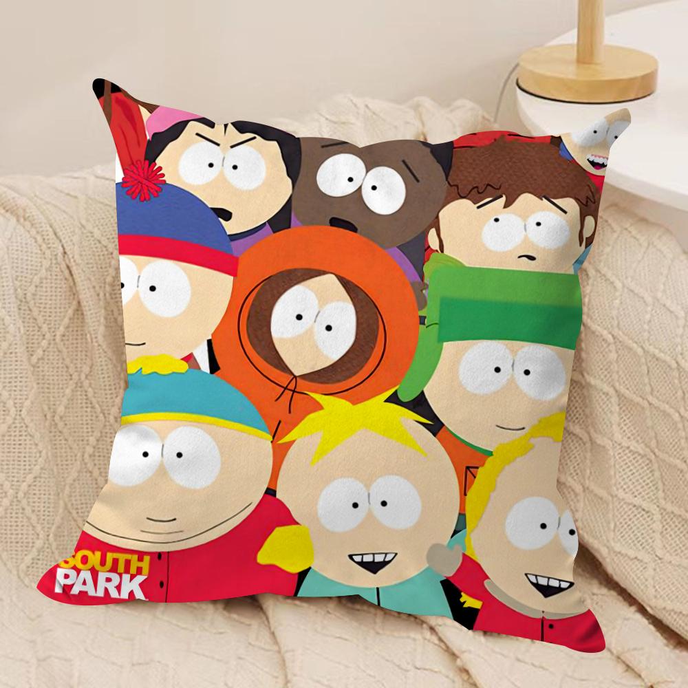 Funny Anime S-Souths P-Park Cushion Cover Soft Plush Double-Sided Printed Sofa Pillow Cushion Cover | Cozy All-Season Decor Gift