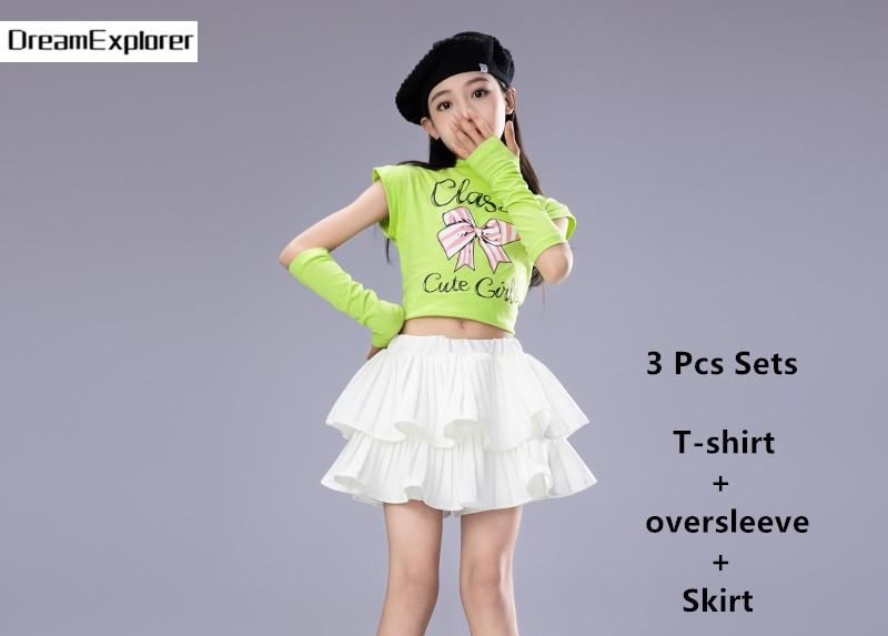 Hip Hop Mädchen Süßigkeiten Crop Top Street Dance Stufenröcke Kinder Süßes Streetwear Kind Jazz Cheerleader Kostüme Kleidung Sets