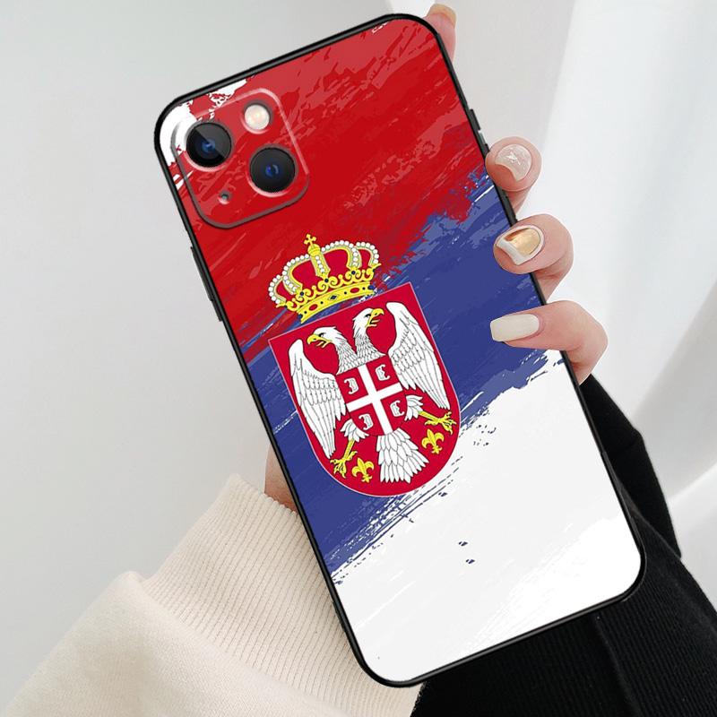 Flag of Serbia Serbian Phone Case For iPhone 11 12 13 14 15 16 Pro XS Max Mini Cover For iPhone X XR Plus Back Case