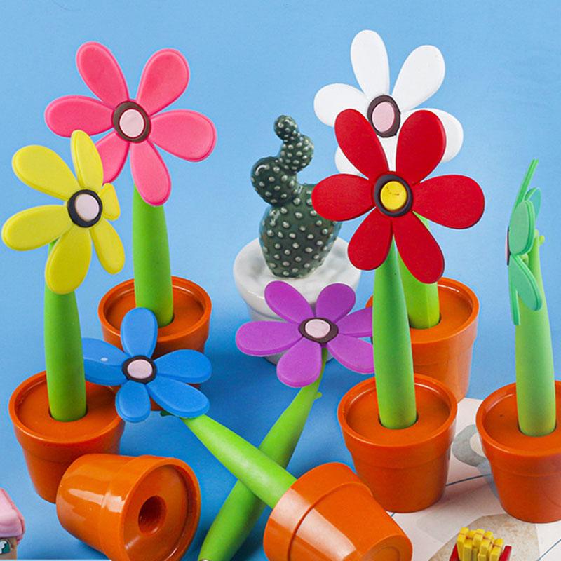 1 Piece Potted Plants Sunflower Ballpoint Pen Cute Kawaii Stationery Office School Supplies Creative Gift Funny