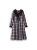 College-Stil Plus-Size Damen Karo-Langkleid - Herbst/Winter 2025